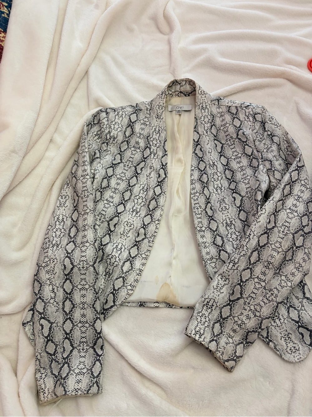 Women's Gray Snake-Print Open Front Jacket